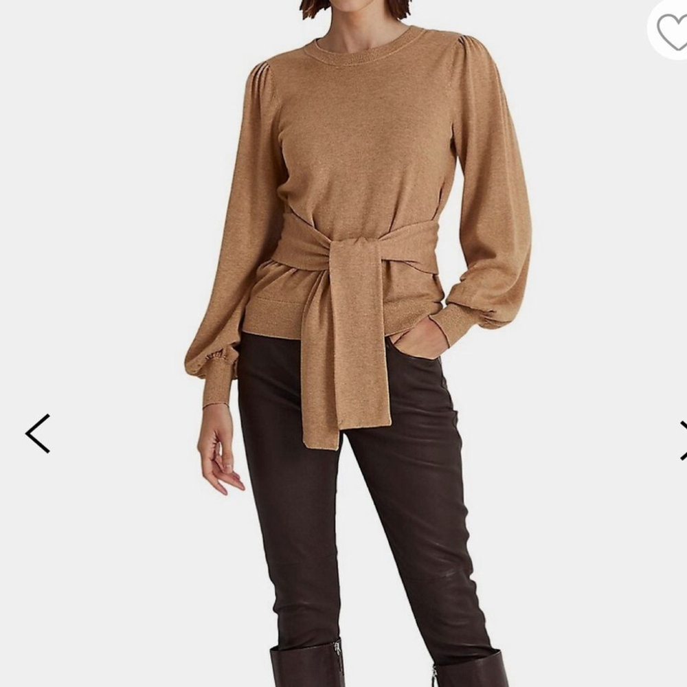 Ralph Lauren Tan Sweater with Tie Waist